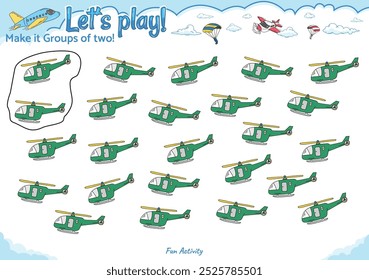 Fun logic game. Make it groups of two fun logic game for kid activities air transport. Educational game for children. fun activities for kids to play and learn.