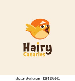 Fun logo icon of Hairy canary, canary logo, canary mascot, canary cartoon logo on light background