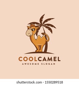 Fun mascot cartoon Camel logo icon vector illustration on light background