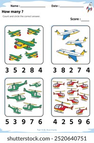 Jogo de correspondência divertida. subtração tema de transporte aéreo. atividades divertidas para crianças para jogar e aprender.