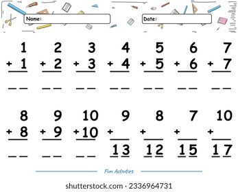 Fun math game Summation of Twin number. fun activities for kids to play and learn.