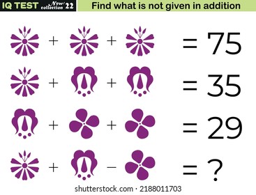 Fun Math Questionsfind Missing Addition Iq Stock Vector (royalty Free 