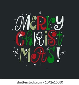 Fun Merry Christmas modern letters card design