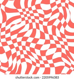A fun, minimalist, retro style warped and wavy checkered abstract background design.
