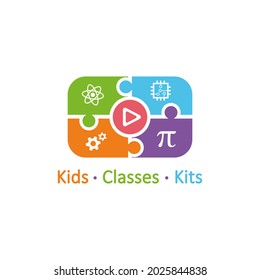 Fun and modern educational logo design. Educational for online course, video learning program vector illustration.