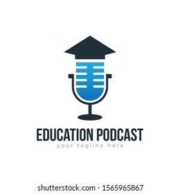 Fun and modern eudcation podcast logo for company business and organization