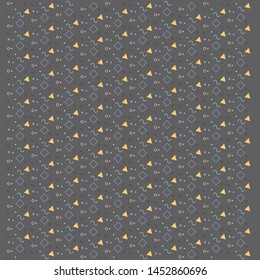 Fun modern grey geometric shapes background pattern with squares, triangles, circles and lines