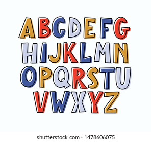 Fun modern hand-drawn bulky doodle uppercase alphabet.