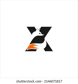 Fun monogram form X letter corporate with fox inside	