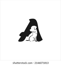 Fun Monogram from A letter with dog vector inside	