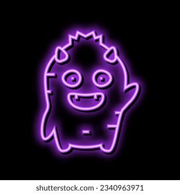 fun monster cute neon light sign vector. fun monster cute sign. isolated symbol illustration