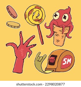 fun monster doodle sticker pack