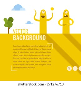 Fun monsters. The background for the text. Illustration for design, postcard, poster.