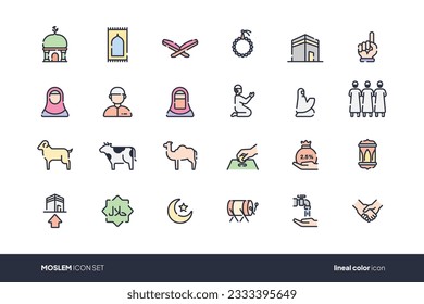 Fun moslem icon set design