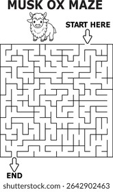 Fun musk ox maze activity for kids printable game