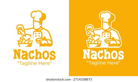 A fun nachos logo designed for Mexican snack brands, food stalls, and casual dining identity.