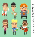  Fun Nerd and Geek set of character cartoon Illustrations