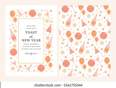 Fun New Years Eve Party Invitation Celebration Template in Vector