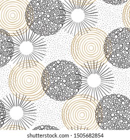 Fun New Years firework seamless pattern - hand drawn abstract doodles circles - great for New Years prints, invitations, textiles, wallpapers, banners - vector surface design