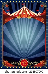 Fun night circus poster. A background with a large copy space and a big top for your message.