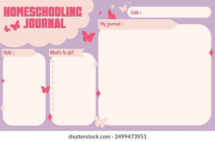 Fun notes in Homeschooling Journal Pink Purple inspire and create each page for a colorful learning journey.