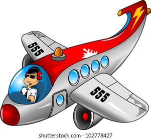 fun on a beautiful airplane pilot (vector illustration);