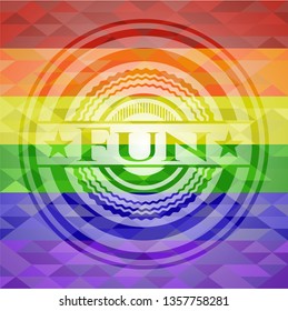 Fun on mosaic background with the colors of the LGBT flag