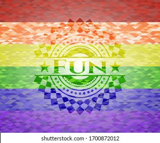 Fun on mosaic background with the colors of the LGBT flag