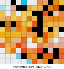 A fun orange checkered chess board game background textile pattern.
