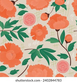 Fun oriental themed seamless patterns 
