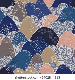 Fun oriental themed seamless patterns 