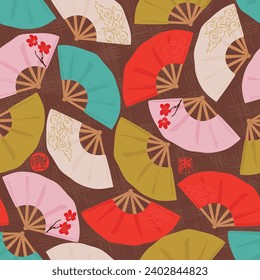 Fun oriental themed seamless patterns 