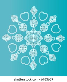 divertida serie ornamental de copos de nieve