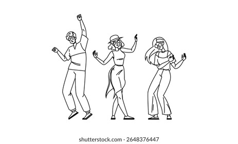 fun outdoor festival vector. event audience, party day, culture park fun outdoor festival character. people black line pencil drawing illustration