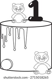 A fun outline illustration featuring several decorated cakes.