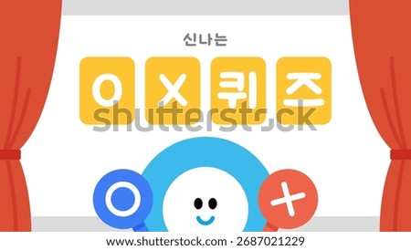 Fun OX Quiz game background. Cartoon style flat vector illustration. (Translation: Fun OX Quiz) 