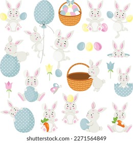 Fun package of Easter bunny with set digital elements
