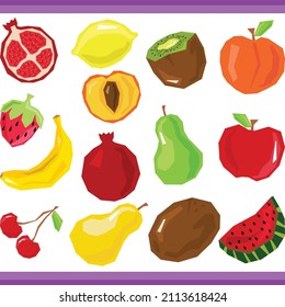 Paquete divertido de frutas frescas con elementos digitales fijos
