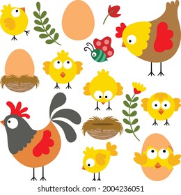Fun package of hen and chicks with set digital elements