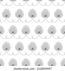 fun palm leaf horizontal stripes vector seamless pattern. Tropical leaves flat botanical background