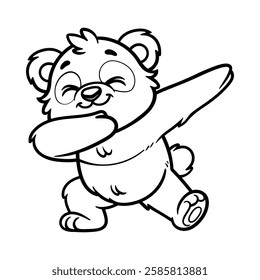 fun panda in dabbing cartoon isolated drawing line style sketch classic vintage design illustration