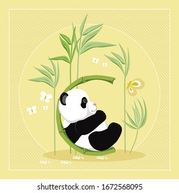 Fun panda learns the letters of the alphabet, the letter C. This pattern is suitable for fabrics, t-shirts, gift wrapping, postcards and other printing surfaces.