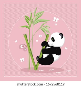 Fun panda learns the letters of the alphabet, the letter V. This pattern is suitable for fabrics, t-shirts, gift wrapping, postcards and other printing surfaces.