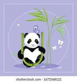 Fun panda learns the letters of the alphabet, the letter U. This pattern is suitable for fabrics, t-shirts, gift wrapping, postcards and other printing surfaces.
