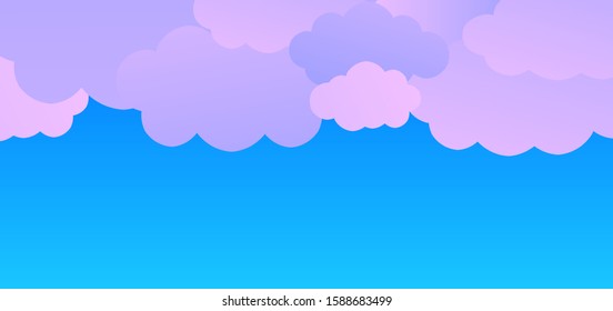 Fun Paper Cut Sky with Clouds. Cartoon Craft Elements Design