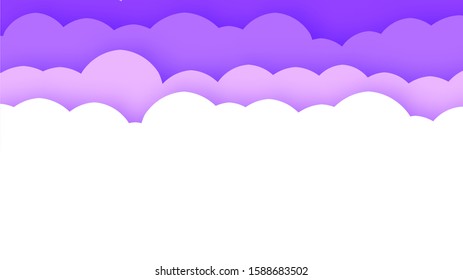 Fun Paper Cut Sky with Clouds. Cartoon Craft Elements Design