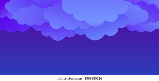 Fun Paper Cut Sky with Clouds. Cartoon Craft Elements