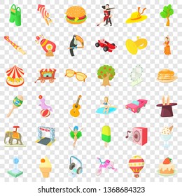 Fun park icons set. Cartoon style of 36 fun park vector icons for web for any design