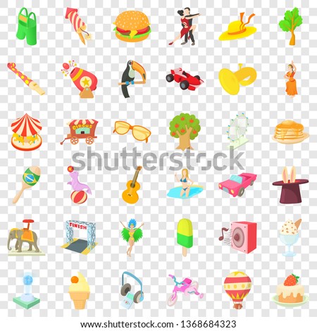Fun park icons set. Cartoon style of 36 fun park vector icons for web for any design