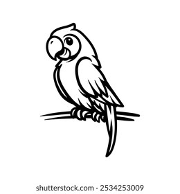 divertido papagaio pássaro desenho de personagem desenho colorindo linha arte estilo esboço clássico vintage design ilustração